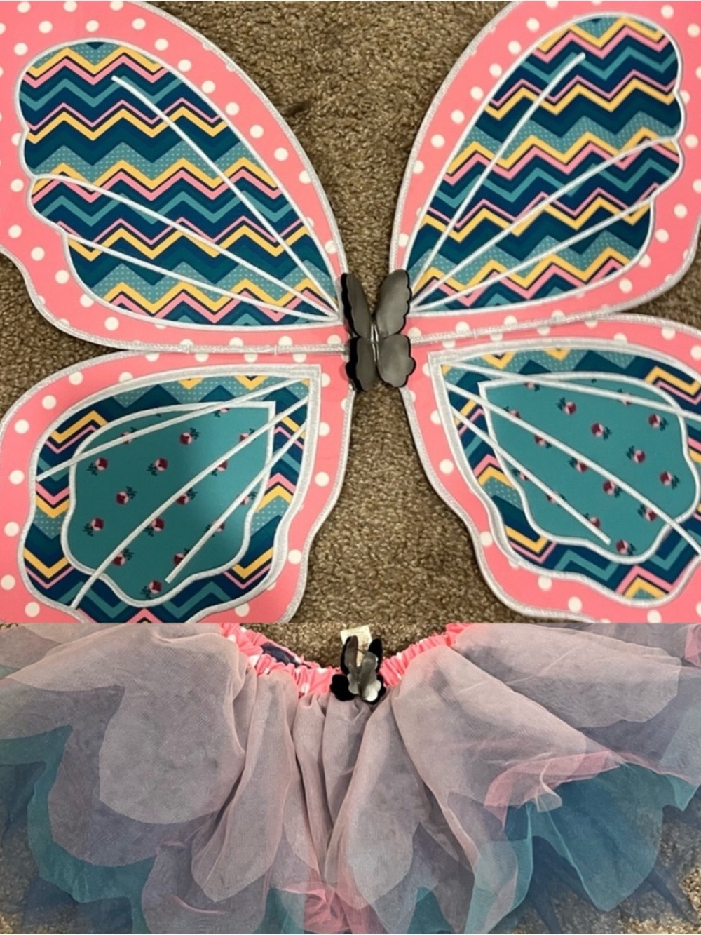 Matilda Jane Pink Teal Chevron Butterfly Wings and Skirt
